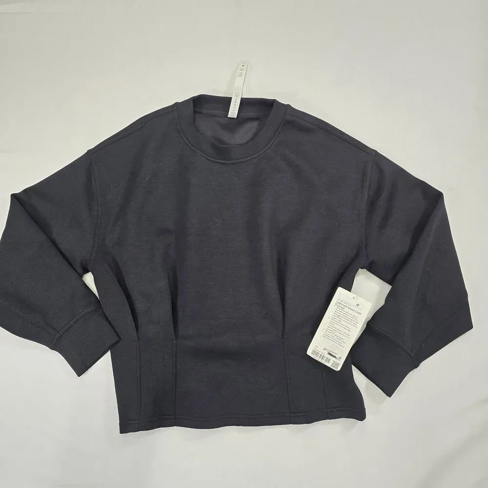 NWT Lululemon Atheltica Women's Gathered Waist Crew Pullover Black Size 10